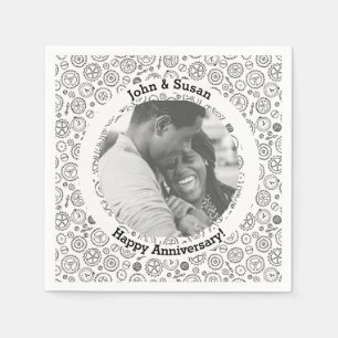 Victorian Steampunk White & Black Gears Clockwork Napkins