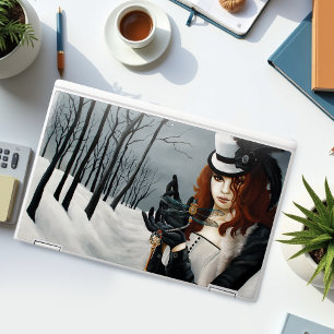 Victorian Steampunk Winter Dragonfly Key Gothic HP Laptop Skin