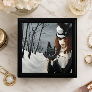 Victorian Steampunk Winter Dragonfly Key Gothic Jewelry Box