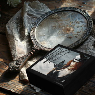 Victorian Steampunk Winter Dragonfly Key Gothic Jewelry Box