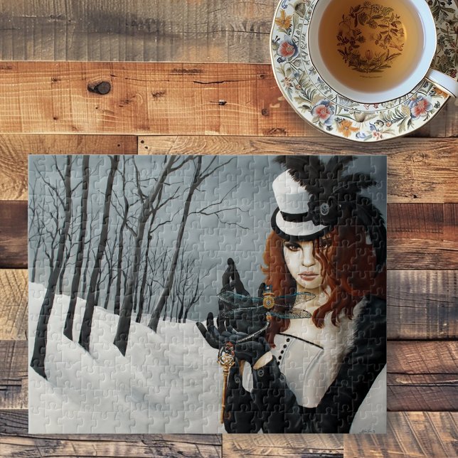 Victorian Steampunk Winter Dragonfly Key Gothic Jigsaw Puzzle (Creator Uploaded)