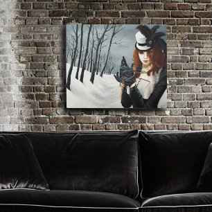 Victorian Steampunk Winter Dragonfly Key Gothic Metal Print