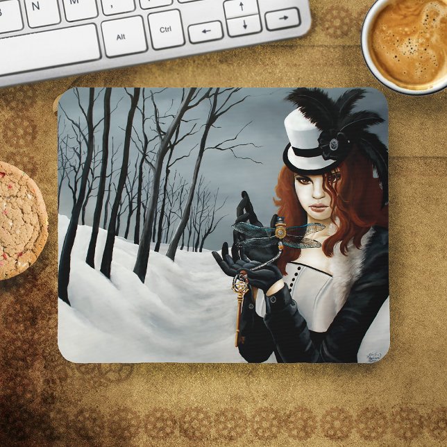 Victorian Steampunk Winter Dragonfly Key Gothic Mouse Pad (Creator Uploaded)