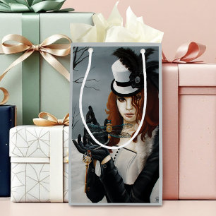 Victorian Steampunk Winter Dragonfly Key Gothic Small Gift Bag