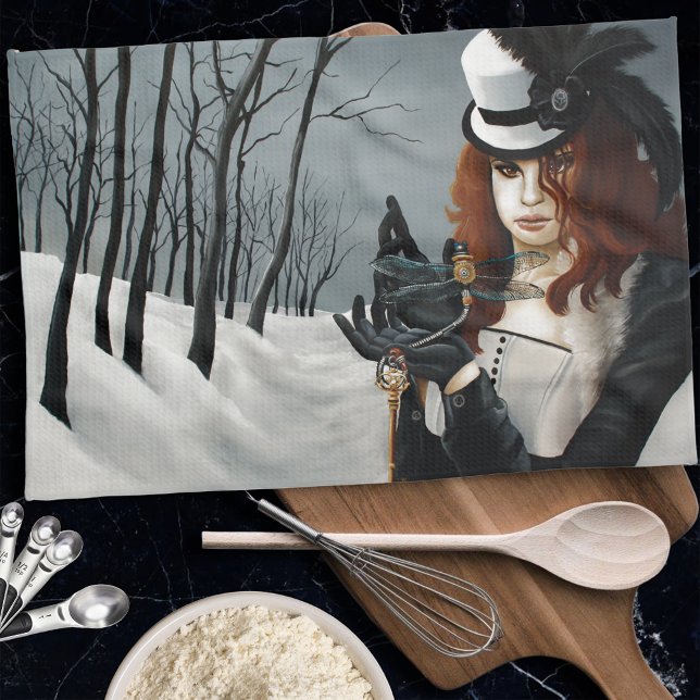 Victorian Steampunk Winter Dragonfly Key Gothic Towel (Creator Uploaded)