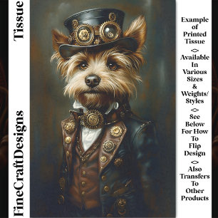 Victorian Steampunk Yorkie Portrait CJ1 Decoupage Tissue Paper