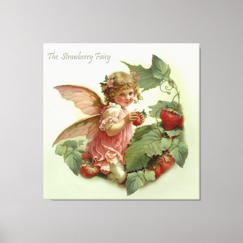 Victorian Strawberry Fairy in a Leafy Garden  Canvas Print