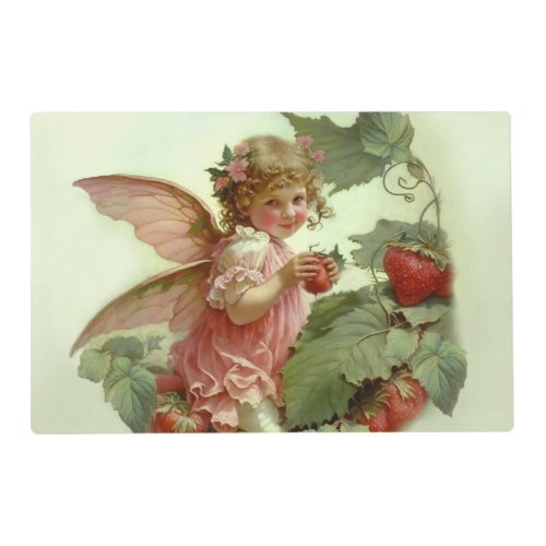 Victorian Strawberry Fairy in a Leafy Garden  Placemat