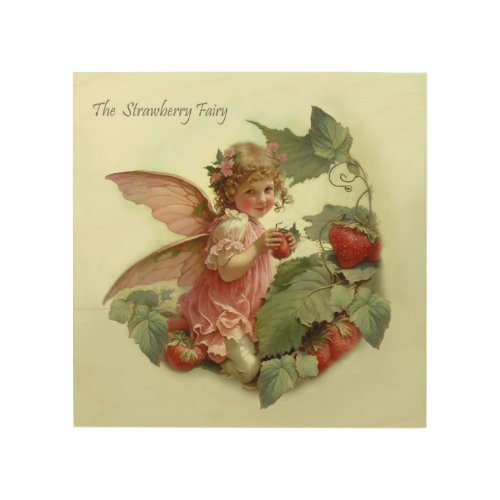 Victorian Strawberry Fairy in a Leafy Garden   Wood Wall Art