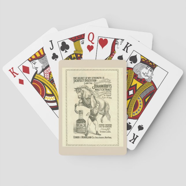 Victorian strongman Eugen Sandow lifting horse Poker Cards (Back)