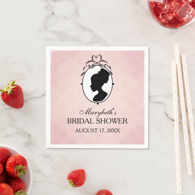Victorian Style 60s Cameo Bridal Shower Paper Napkins (Insitu)