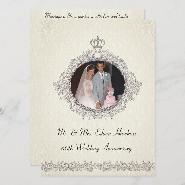 Victorian Style 60th Anniversary Celebration Invitation (Front/Back)