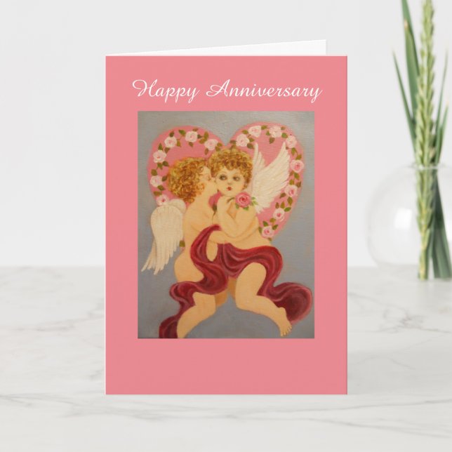 Victorian style angels, Anniversary Card (Front)