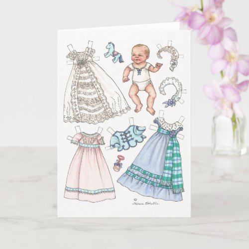 Victorian Style Baby Paper Doll Blank Note Card