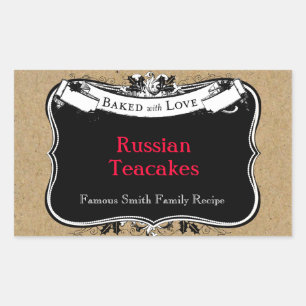 Victorian Style Baked with Love Cookie Label
