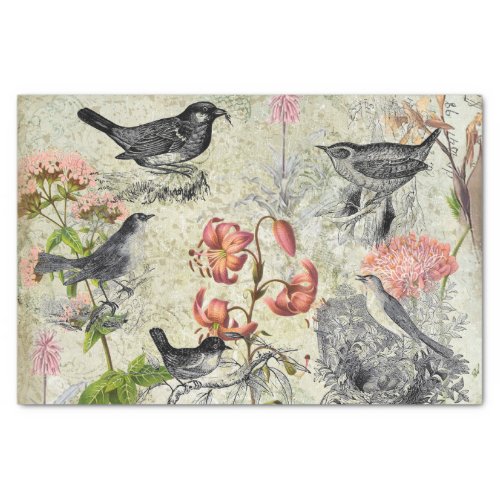 Victorian Style Birds and Flowers Tissue Paper