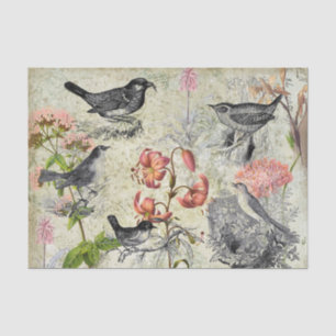 Victorian Style Birds and Flowers Tissue Paper
