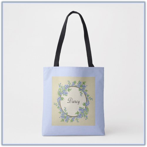 Victorian Style Blue Flower Wreath Tote Bag