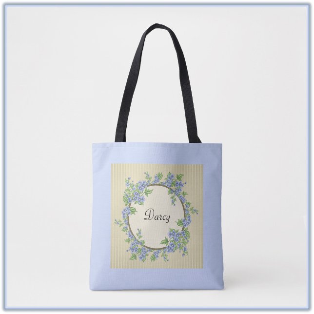 Victorian Style Blue Flower Wreath Tote Bag (Creator Uploaded)