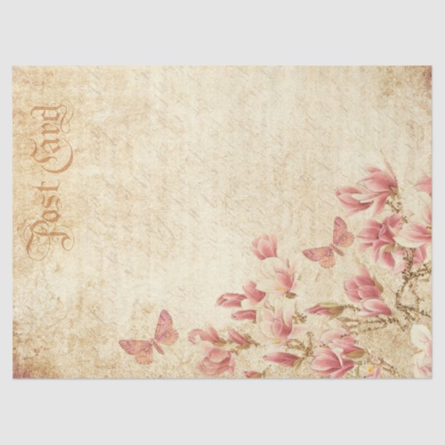 Victorian Style Butterflies and Flowers Tissue Paper (Front)