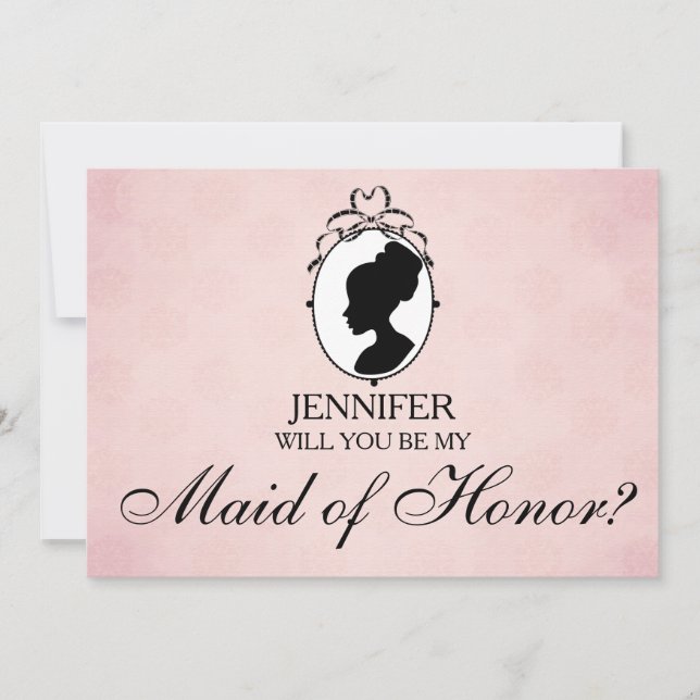 Victorian Style Cameo Will You Be My Maid of Honor Invitation (Front)
