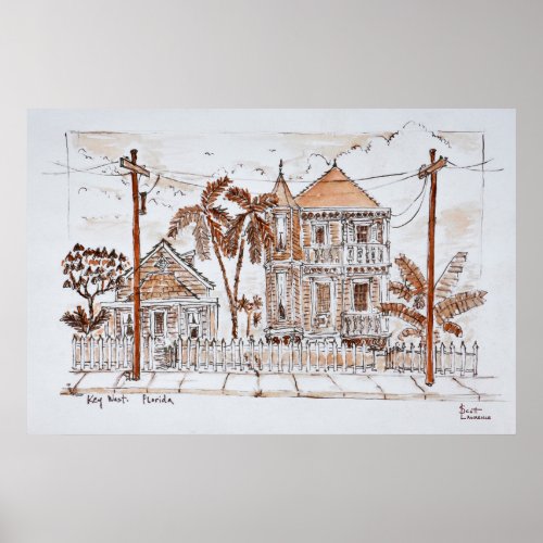 Victorian Style Conch Houses  Key West Florida Poster