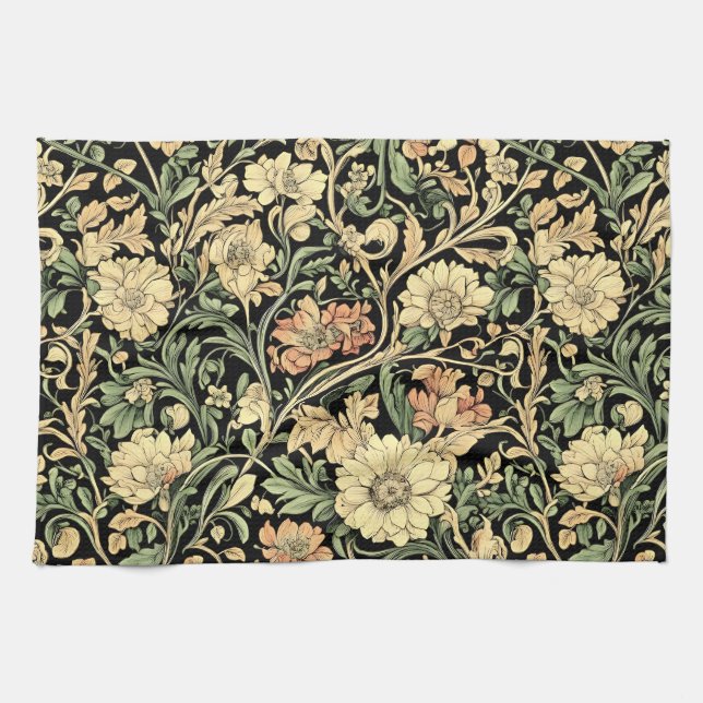Victorian-style floral pattern  kitchen towel (Horizontal)