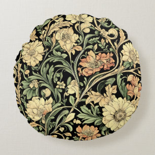 Victorian-style floral pattern round pillow