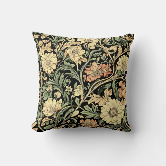 Victorian-style floral pattern  throw pillow (Front)
