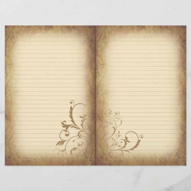 Victorian Style Flourish Aged Journal Paper (Front)