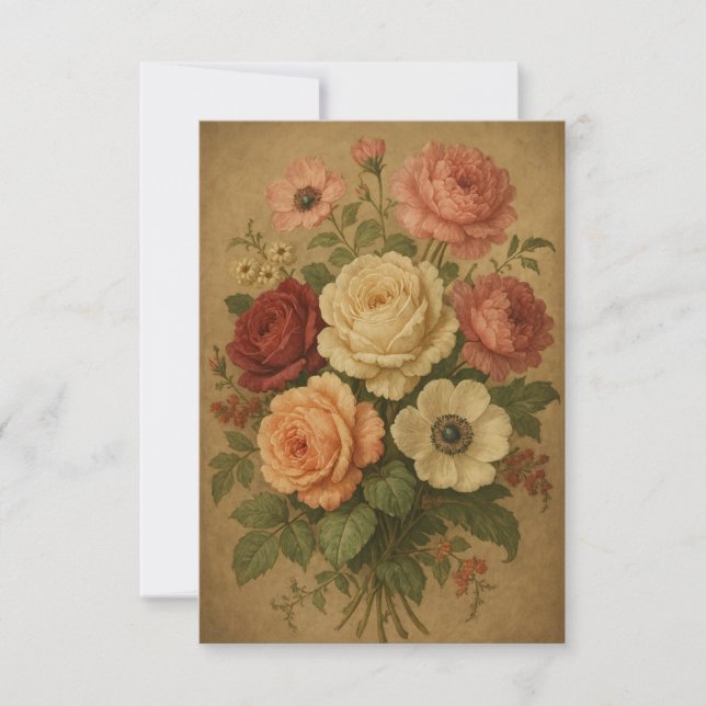 Victorian Style Flowers Thank You Card (Front)