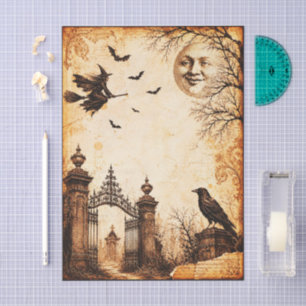 Victorian Style Halloween Witch Collage FV6R Tissue Paper