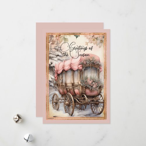 Victorian Style House Snow Floral Christmas  Holiday Card