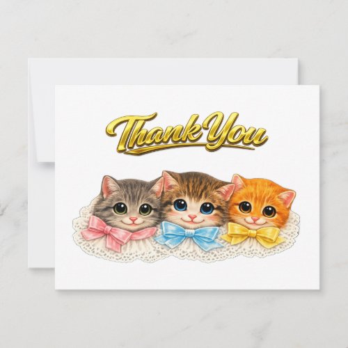 Victorian Style Kittens Ribbons and Lace Thank You