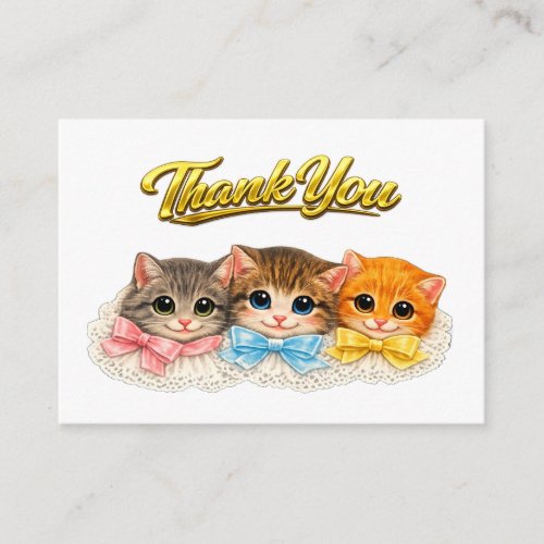 Victorian Style Kittens Ribbons and Lace Thank You Enclosure Card