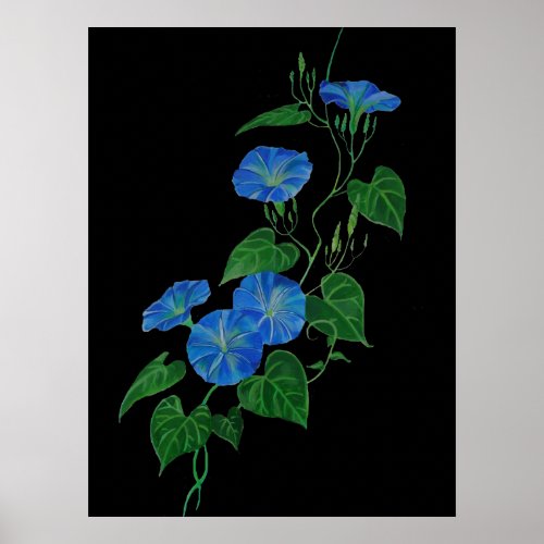 Victorian Style Morning Glory Wildflower Vine Poster