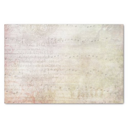 Victorian Style Musical Notes and Faded Flowers Tissue Paper