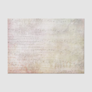 Victorian Style Musical Notes and Faded Flowers Tissue Paper