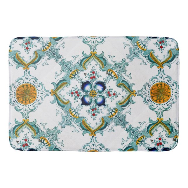 Victorian Style Tile Pattern On Bathroom Mat (Front)