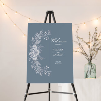 Victorian-style Wedding in Blue with White Flowers Foam Board