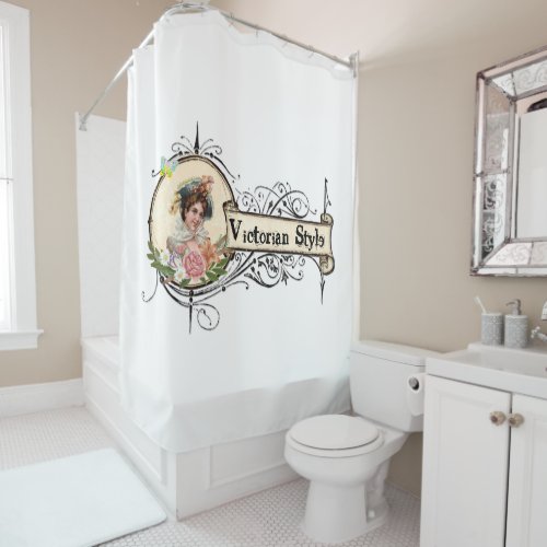 Victorian Style Woman Floral Shower Curtain