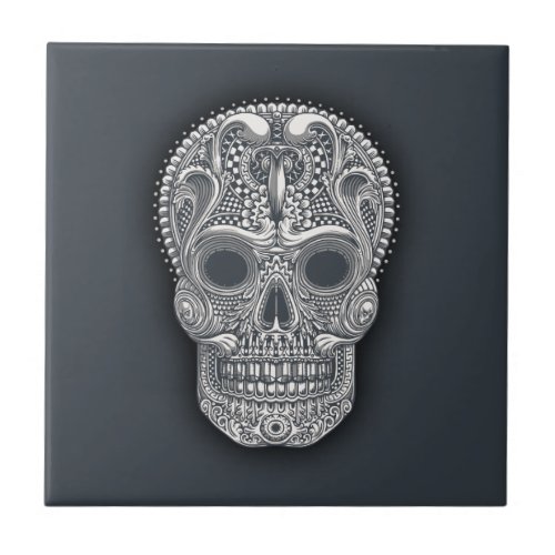 Victorian Sugar Skull Ceramic Tile