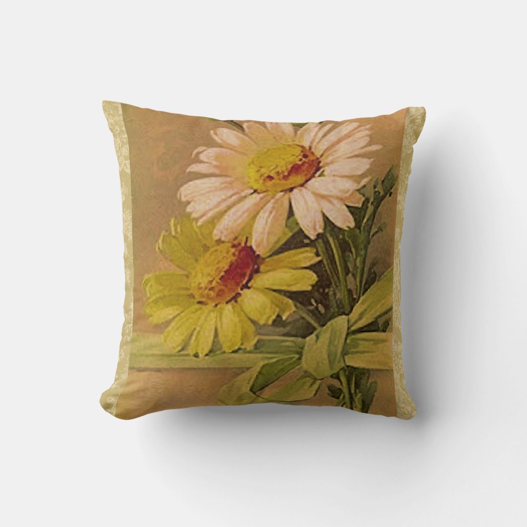 Victorian Summer Daisies Throw Pillow Zazzle