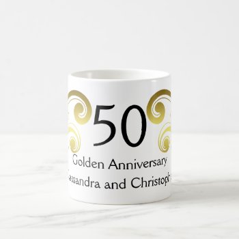 Victorian Swirls Golden Wedding Anniversary Coffee Mug by TheHopefulRomantic at Zazzle