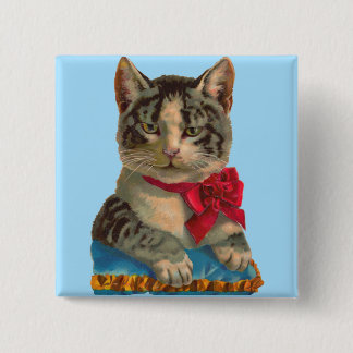Victorian tabby cat button