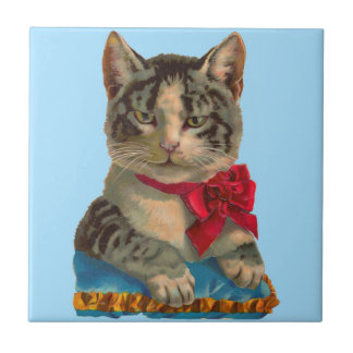 Victorian tabby cat ceramic tile