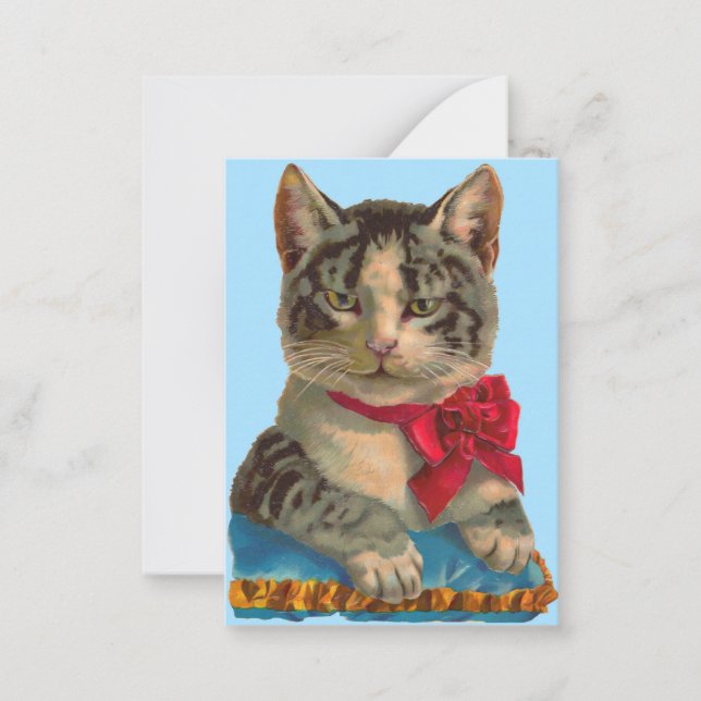 Victorian tabby cat note card (Front)