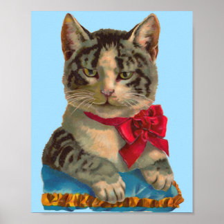 Victorian tabby cat poster