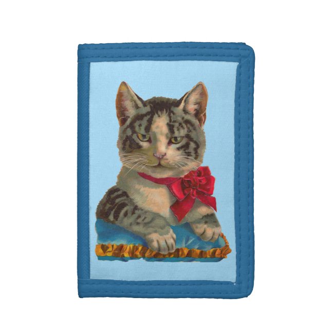 Victorian tabby cat trifold wallet (Front Vertical)