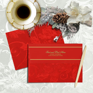 Victorian Tapestry Holly Berry Christmas Envelope